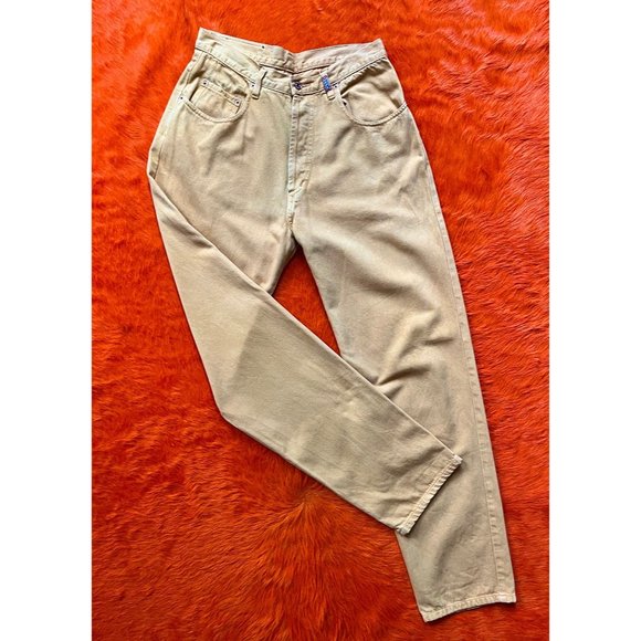 90s vintage Pepe yellow jeans button fly loose fit high waist 30W 1990s - Picture 2 of 9